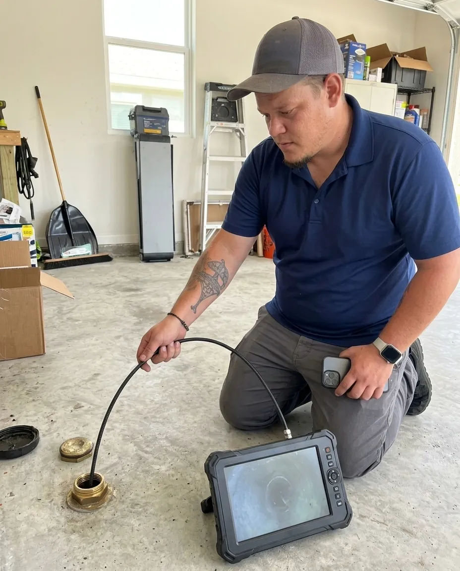 Dream Land Plumbing tech performing camera inspections in a Treasure Coast home