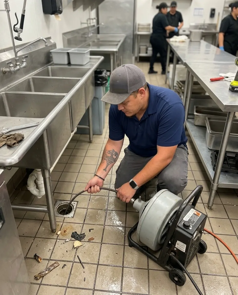 Dream Land Plumbing tech performing commercial plumbing in a Treasure Coast home