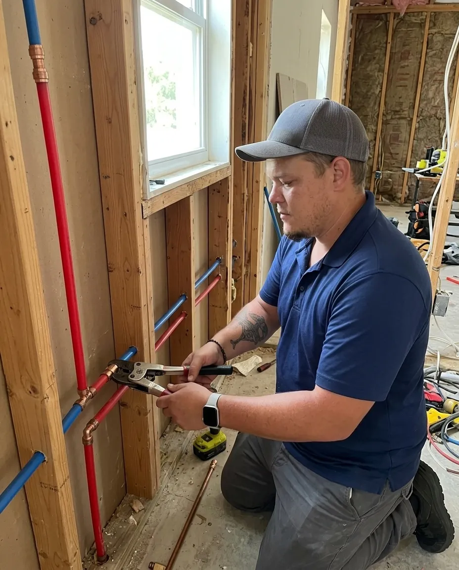 Dream Land Plumbing tech performing whole-house repipes in a Treasure Coast home